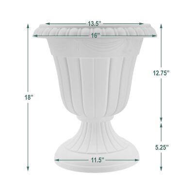 Arcadia Garden Products PL00CP Classic Traditional Plastic Urn Planter, 16" x...