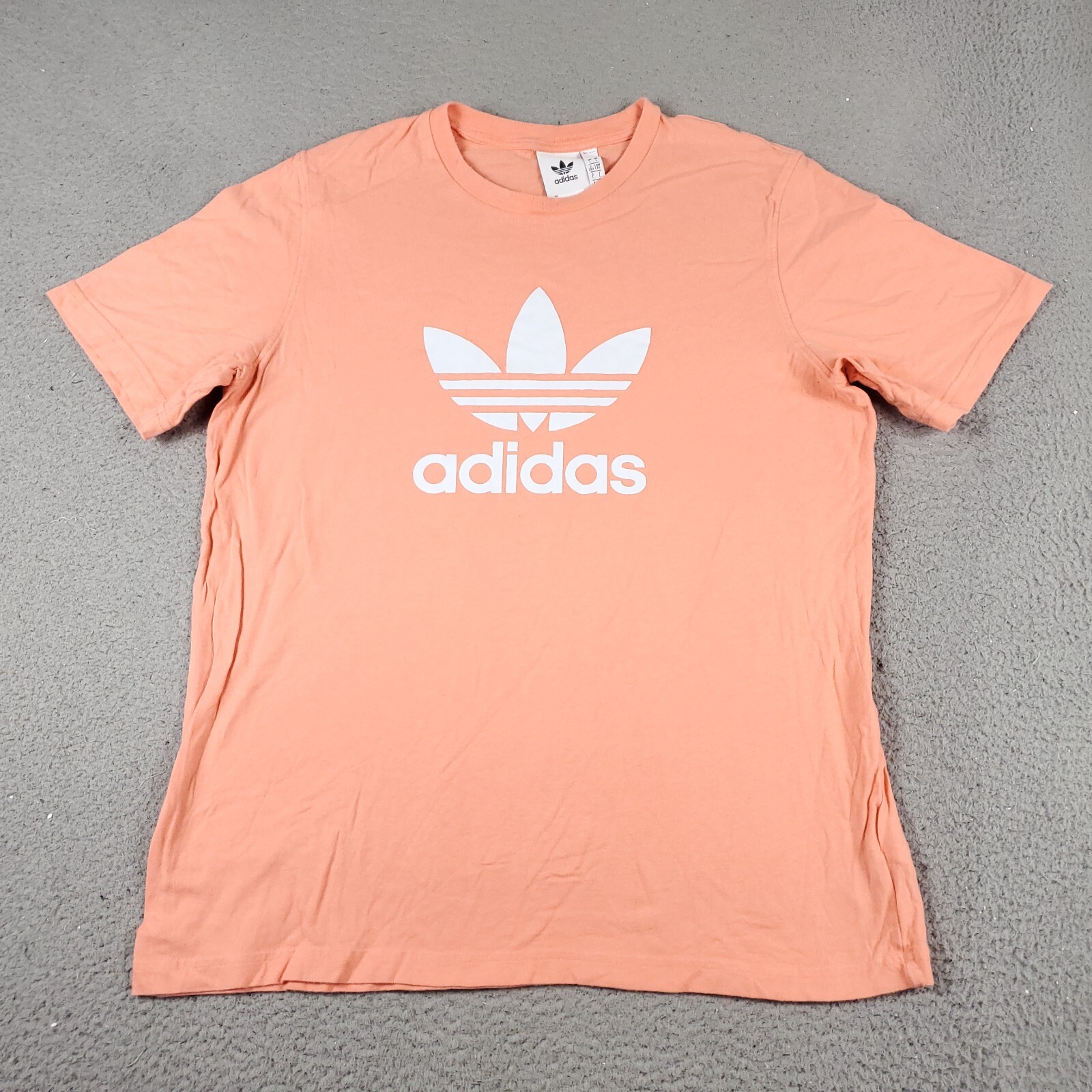 Adidas T Shirt Mens Large Peach Logo Casual Short Sleeve