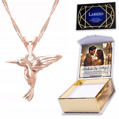 925 Sterling Silver Plated Hummingbird Necklace for Women Personalized