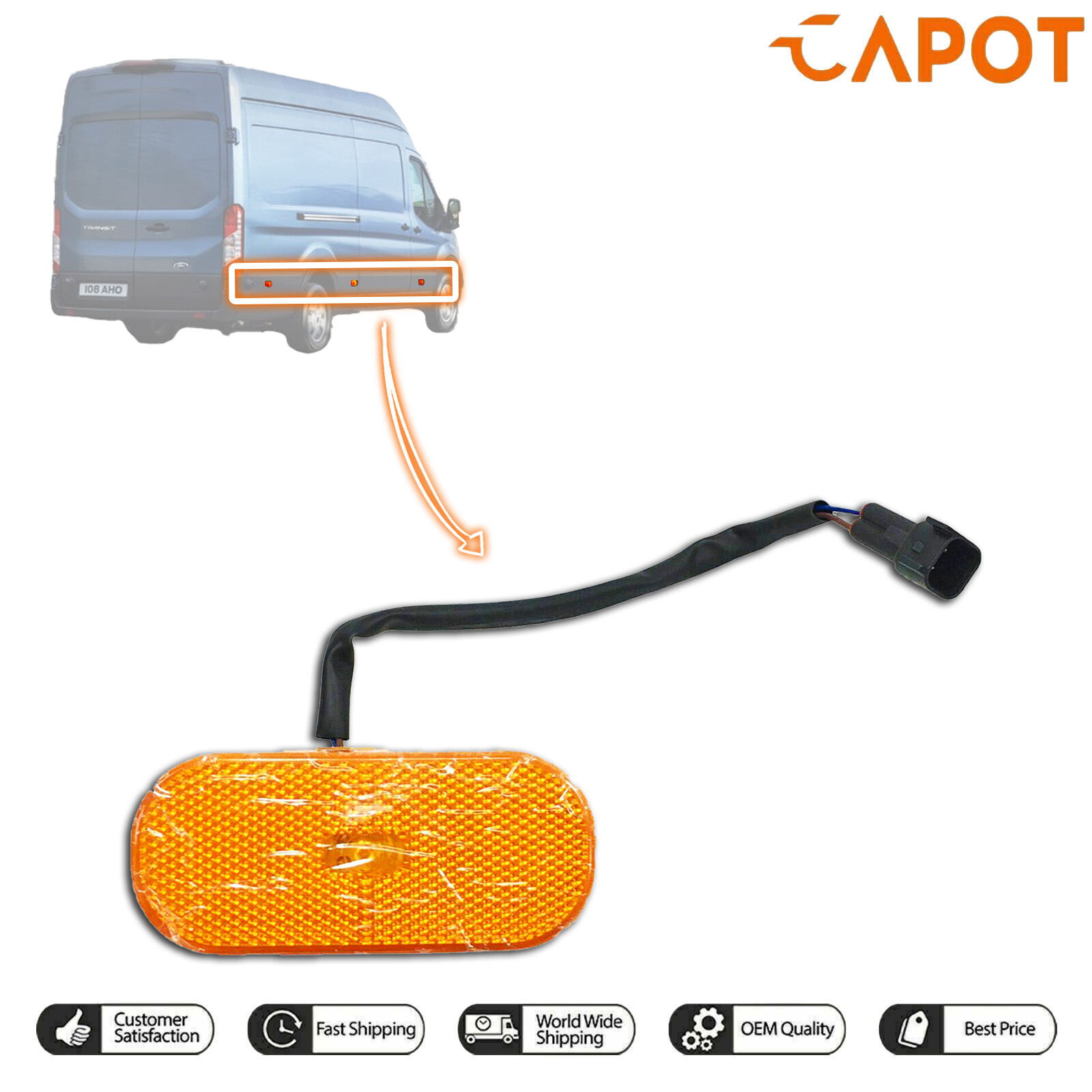 For Ford Transit MK8 2014 On Side Marker Light Lamp Lens 1832493 BK3115442CB