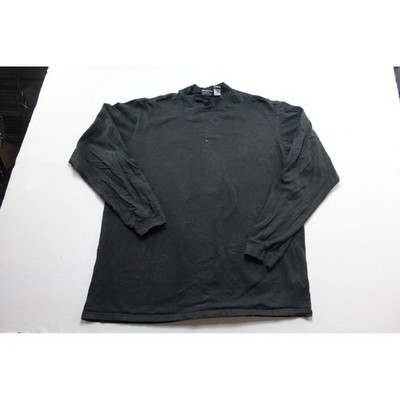 Eddie Bauer Mock Neck Shirt Mens Large Tall Black Excellent Cotton Long Sleeve