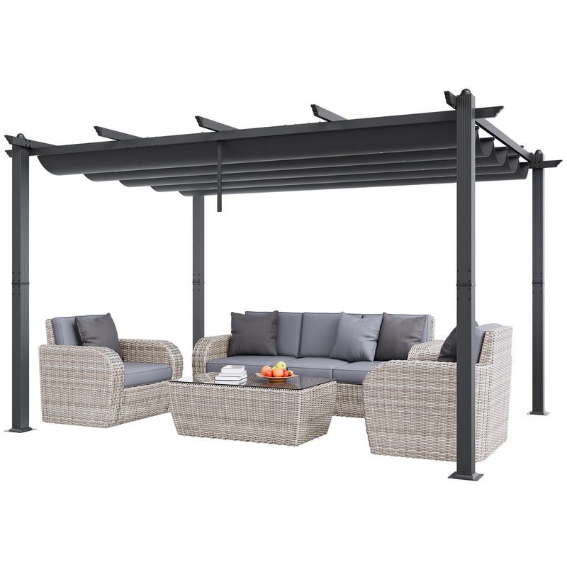 Vevor Pergola RÃ©Tractable ExtÃ©Rieure 3 X 4 M Avec Auvent Pare-Soleil En Alu Gris