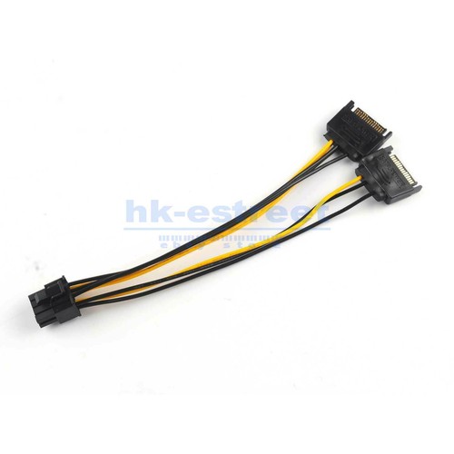 Dual 15Pin SATA Male to PCIe 8Pin GPU Video Graphics Card Power Adapter Cable