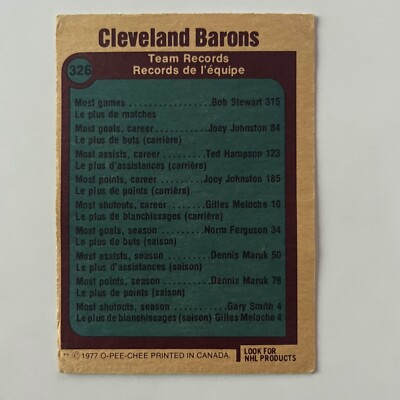 1977 O-Pee-Chee Hockey #326 Cleveland Barons Logo