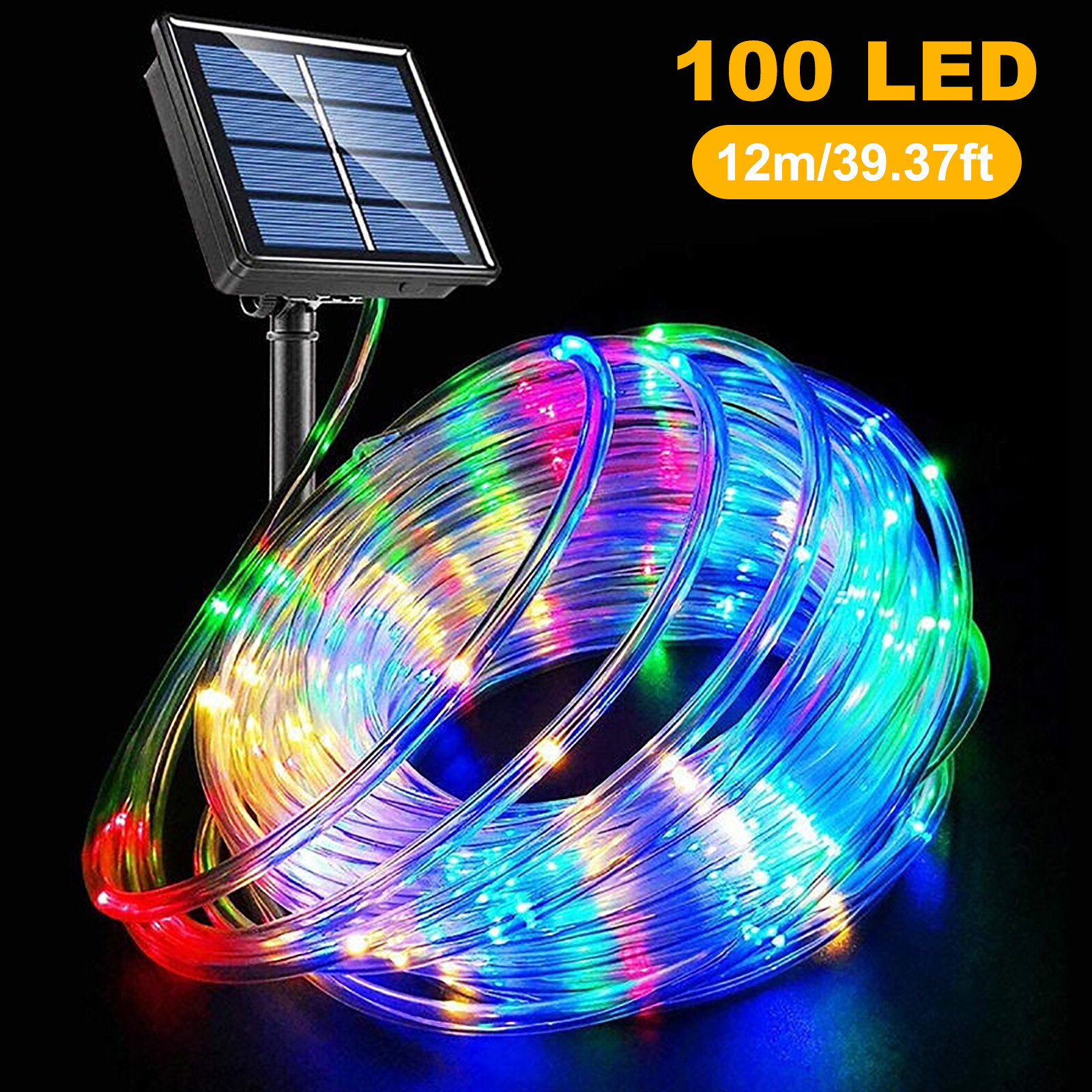 Solar Rope Tube Lights 100 LEDs Waterproof String Light Outdoor Garden Xmas Lamp