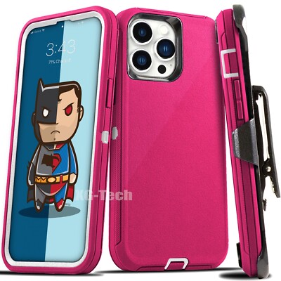 For iPhone 15 14 13 12 Plus 11 Pro Max Shockproof Heavy Duty Case + Belt Clip