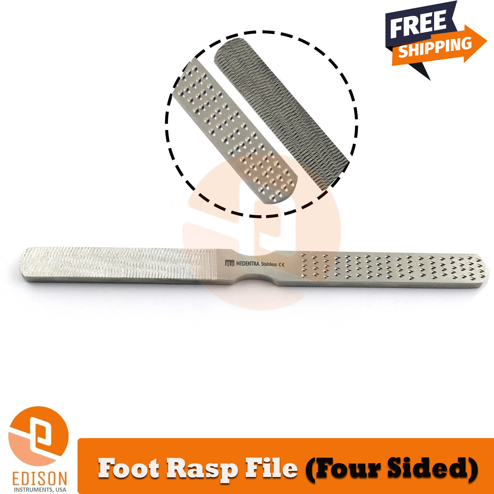Foot Rasp File Remover Steel Four Sided Feet Care Dead Skin Scraping Filer