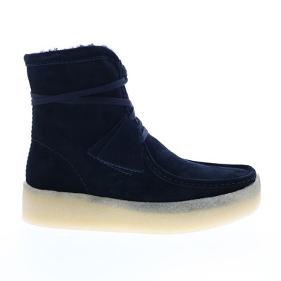 

Clarks Wallabee Cup Hi 26163411 Женские черные замшевые повседневные модельные ботинки на шнуровке, Черный, Clarks Wallabee Cup Hi