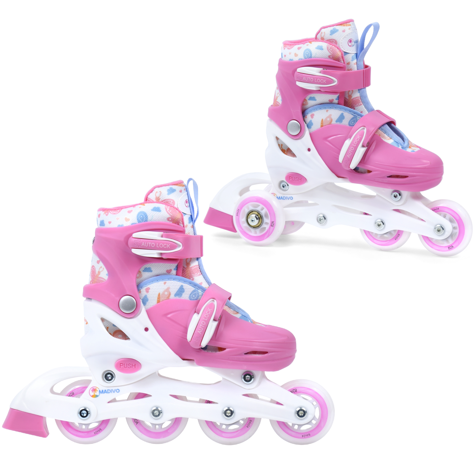 MADIVO Kinder Mädchen 2IN1 Inline Skates Rollschuhe