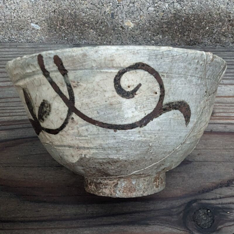 Antique Korean Joseon Buncheong Stoneware Ceramic Tea Bowl Chawan Gintsugi