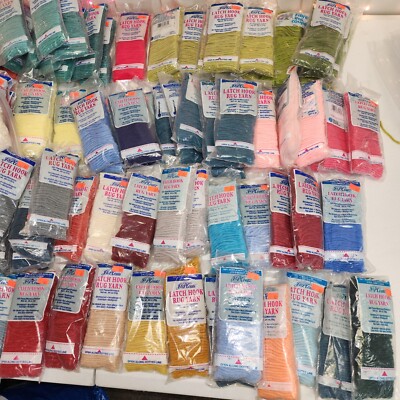 Lot of 111 Vintage Packs Acrylic Pre Cut 2.25  Latch Hook Rug Yarn Mixed Colors