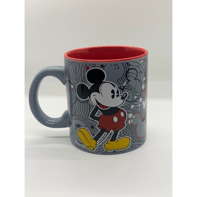 Disney Mickey Mouse Silver Buffalo Ceramic Coffee Mug 20oz Grey Red Splatter Art