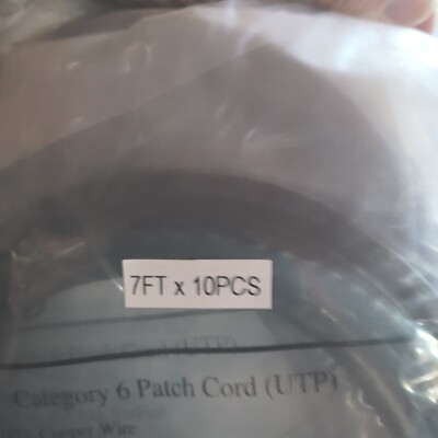 10 Pack ~ CAT 6 Patch Cord (UTP) Black Networking Cable 7' each ~ Free Shipping!