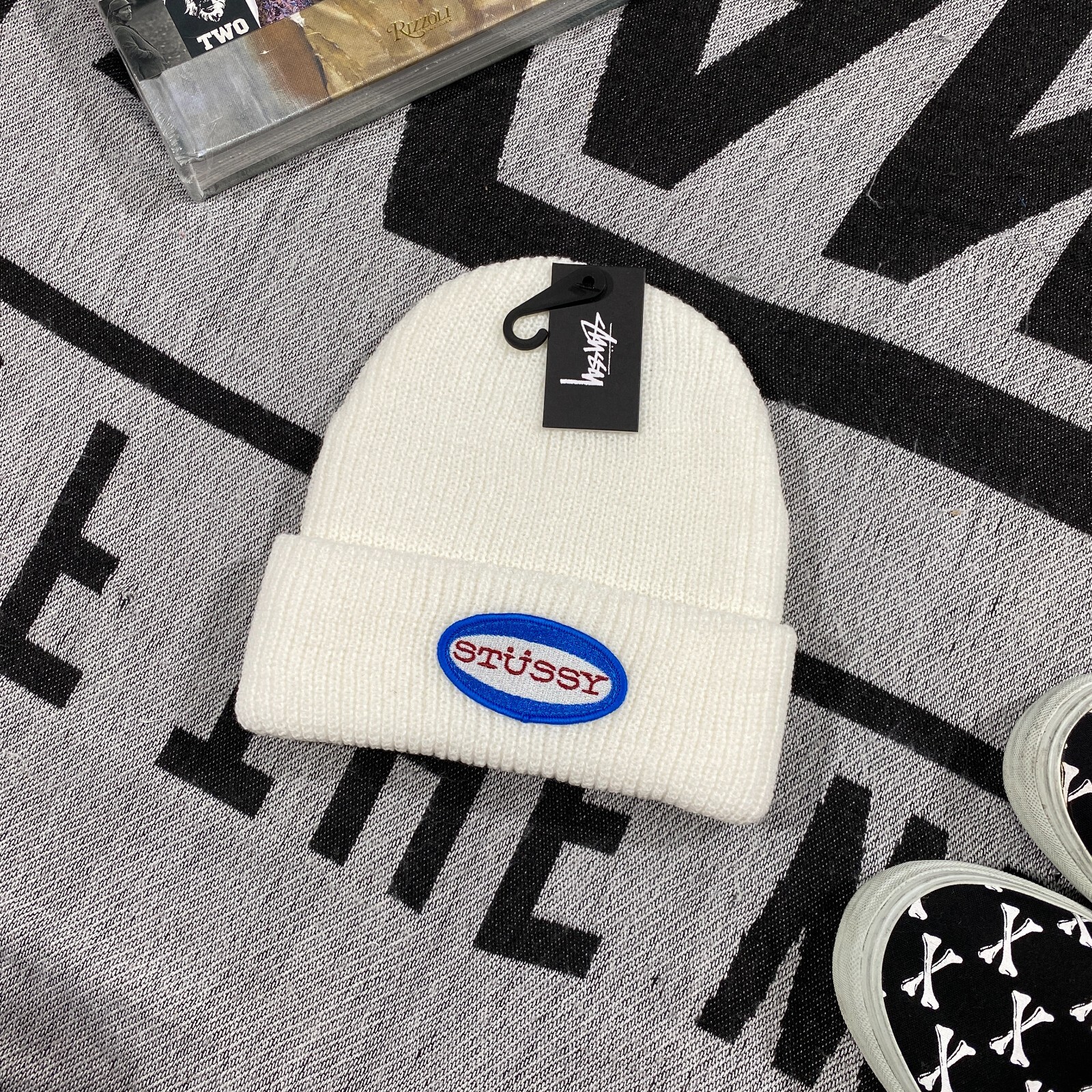 帽子 00s old stussy logo knit cap white $_57.JPG?set_id=880000500F