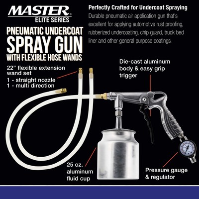 Air Rust Proofing Undercoating Gun, Gauge, Cup, 22" Wands, Spray Truck Bed Liner