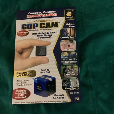 Atomic Beam M17697 Cop Cam Mini Wireless Security Camera 8 GB card included NEW