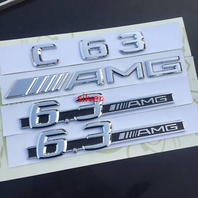 C63 + AMG + 6.3 Side stickers Letters Trunk Embl Badge Sticker for Mercedes Benz