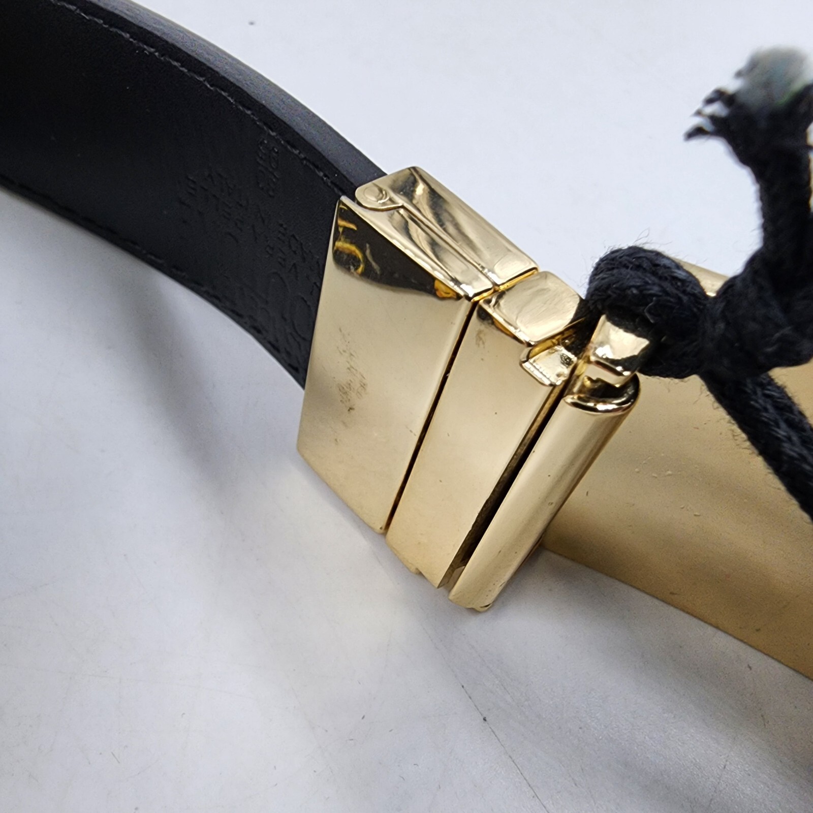 Versace Jeans Couture Signature Plate Buckle Adjustable Belt Men's Black/Gold 32 - Picture 14 of 22
