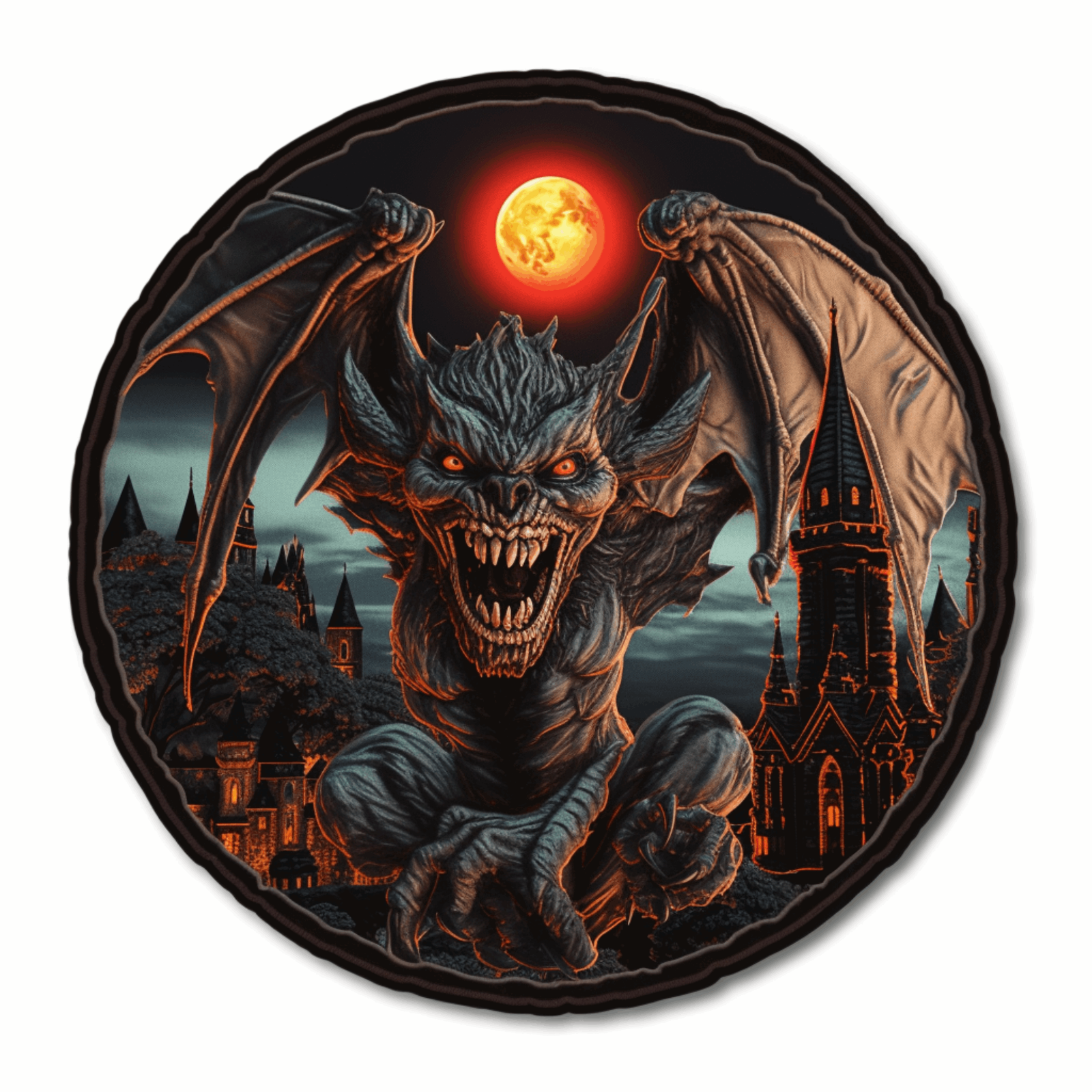 Scary Gargoyle Applique Patch - Halloween Badge (Iron on)