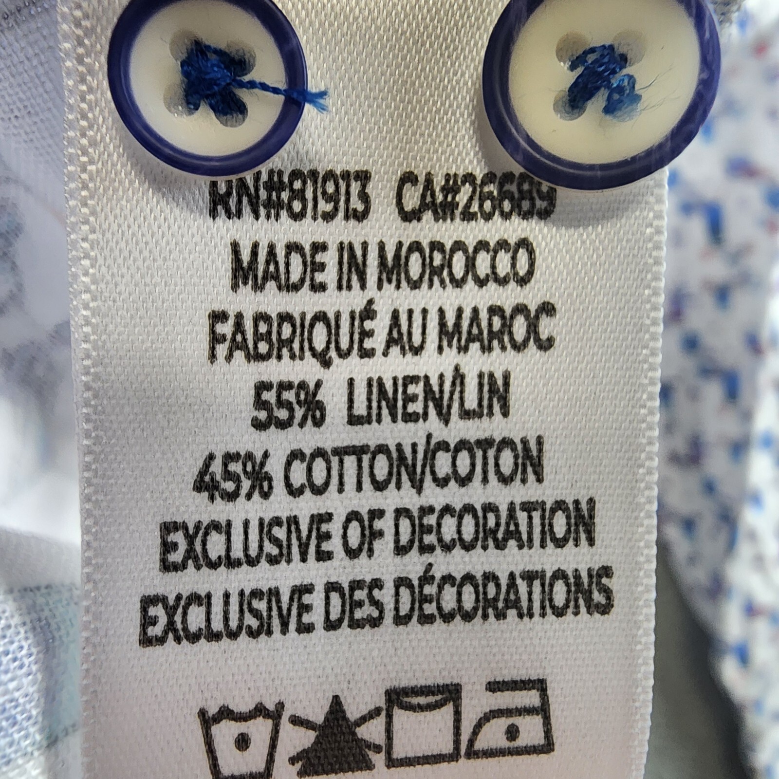 Robert Graham Blue Hawaiian Linen Blend Button Up Shirt Men's 2XL Multi Printed - Picture 12 of 15