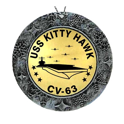 USS Kitty Hawk CV-63 Acrylic & Brass Laser Engraved Christmas Ornament 2 Sided