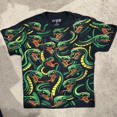 Liquid Blue Black Shirt With A Awesome Print Of Multiple Snakes, New Men s Sz XL
