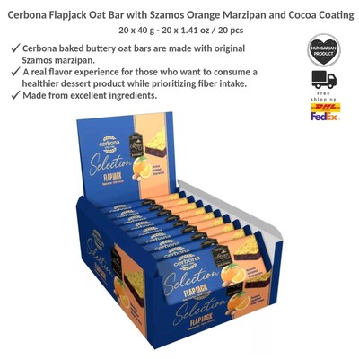 Cerbona Oat Bars with Szamos Orange Marzipan and Cocoa Coating, 20x40g / 20 pcs