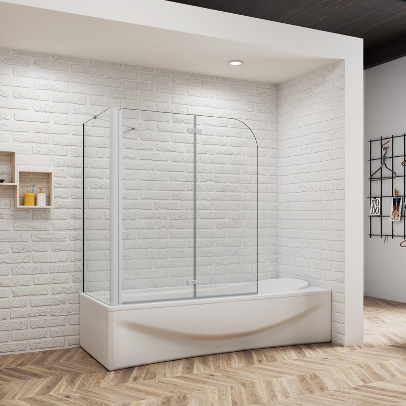 2-Teilig Badewannenaufsatz Mit Seitenwand Duschabtrennung Trennwand Faltwand