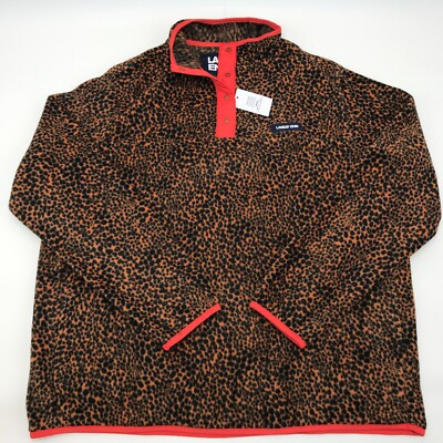 Women's XL Snap Fleece Pullover Top Leopard Animal Print New