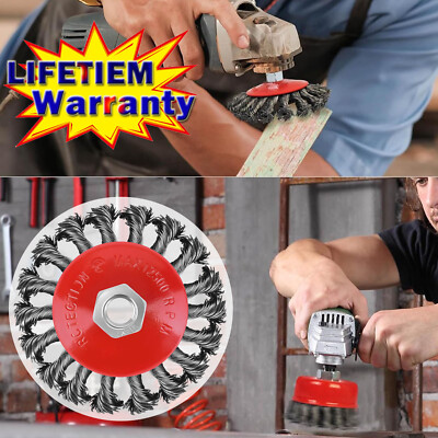 4Pcs Twist Cup Wire Wheel Brush 5/8''-11 Arbor Wire for Angle Grinder Wheel