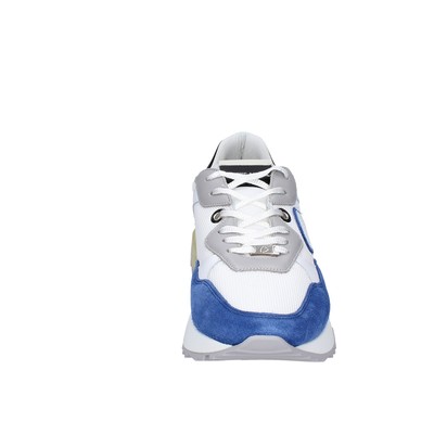 PHILIPPE MODEL SCHUHE HERREN PHILIPPE MODEL SNEAKER WEISS TEXTIL BLAU WILDLEDER EX333