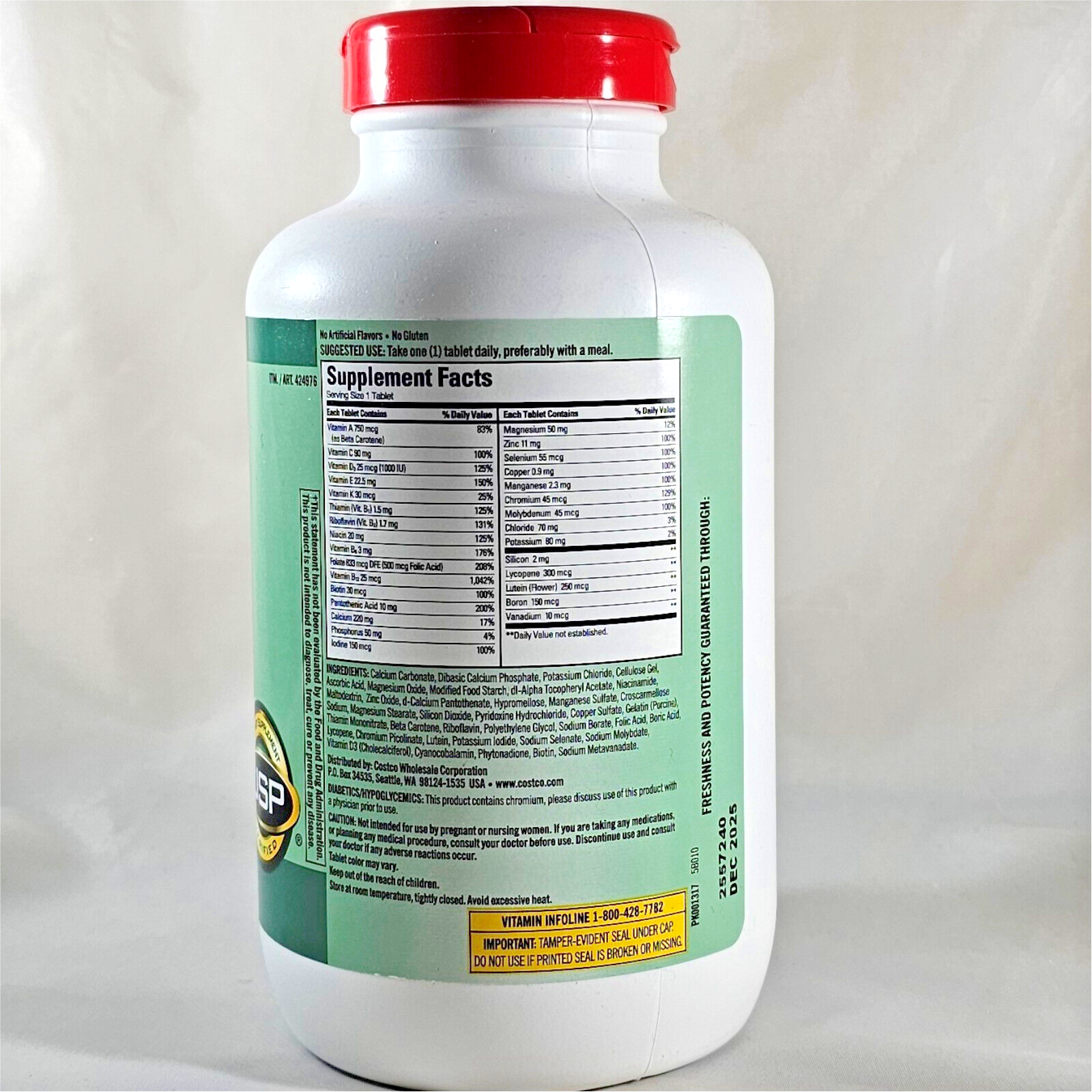 Kirkland Signature Adult 50+ Mature Multi Vitamins & Minerals, 400 Tablets