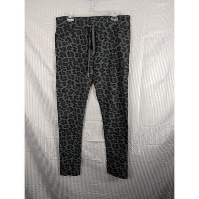 Gigi Moda Italy Leopard Print Pull On Pants Women Gray Black Stretch Made Italy