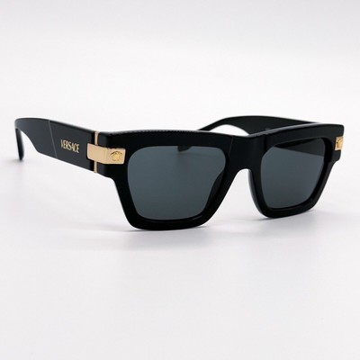 Pre-owned Versace 0ve4464-gb1/87 Black-gold Sunglasses In Gray