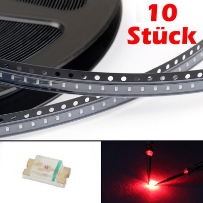 Kurzkopf 10 Stück LED 5mm straw hat rot Flachkopf 110°