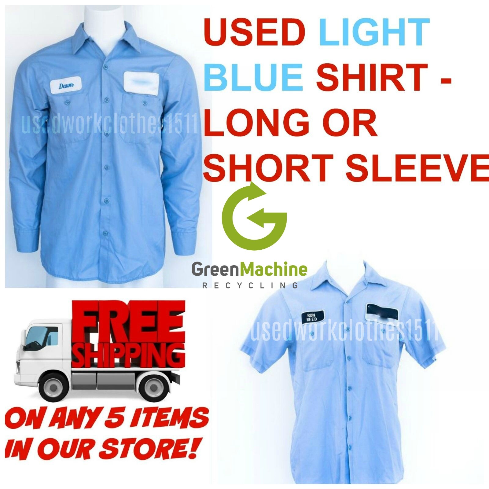 Used Work Shirts Cintas, Redkap, Unifirst, G&K Light Blue