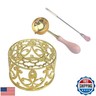Metal Wax Seal Warmer Kit with Spoon and Stirring Stick, for Wedding Wax Envelope Seal Stamp (Golden Bird's Nest Stove)