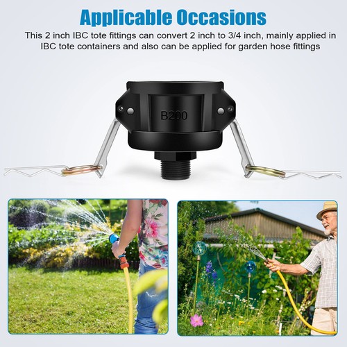 275 330 Gallon IBC Tote Water Tank Drain Adapter 2"Cam Lock for Garden Hose 3/4"