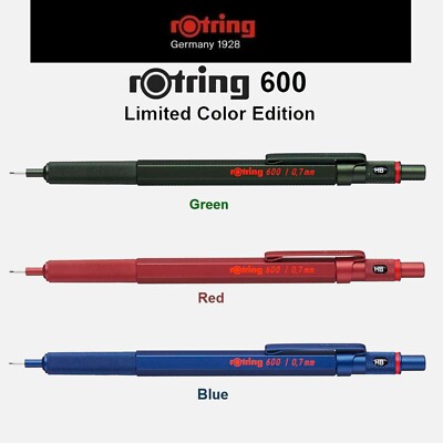 Rotring 600 Mechanical Pencil 0.7 Hexagonal Knurled Grip New In Boxes 3 Pencils