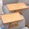 Danfoxer 2 Pack Couch Arm Tray,Bamboo Folding Sofa Tray,Sofa Armrest Trays Clip-On Couch Desk for Drinks,Snacks,Phone,Remote Control（Natural）