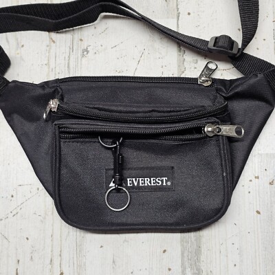 Everest Signature Waist Fanny Pack Small  Black W/ Key Holder 3 Pockets Adult