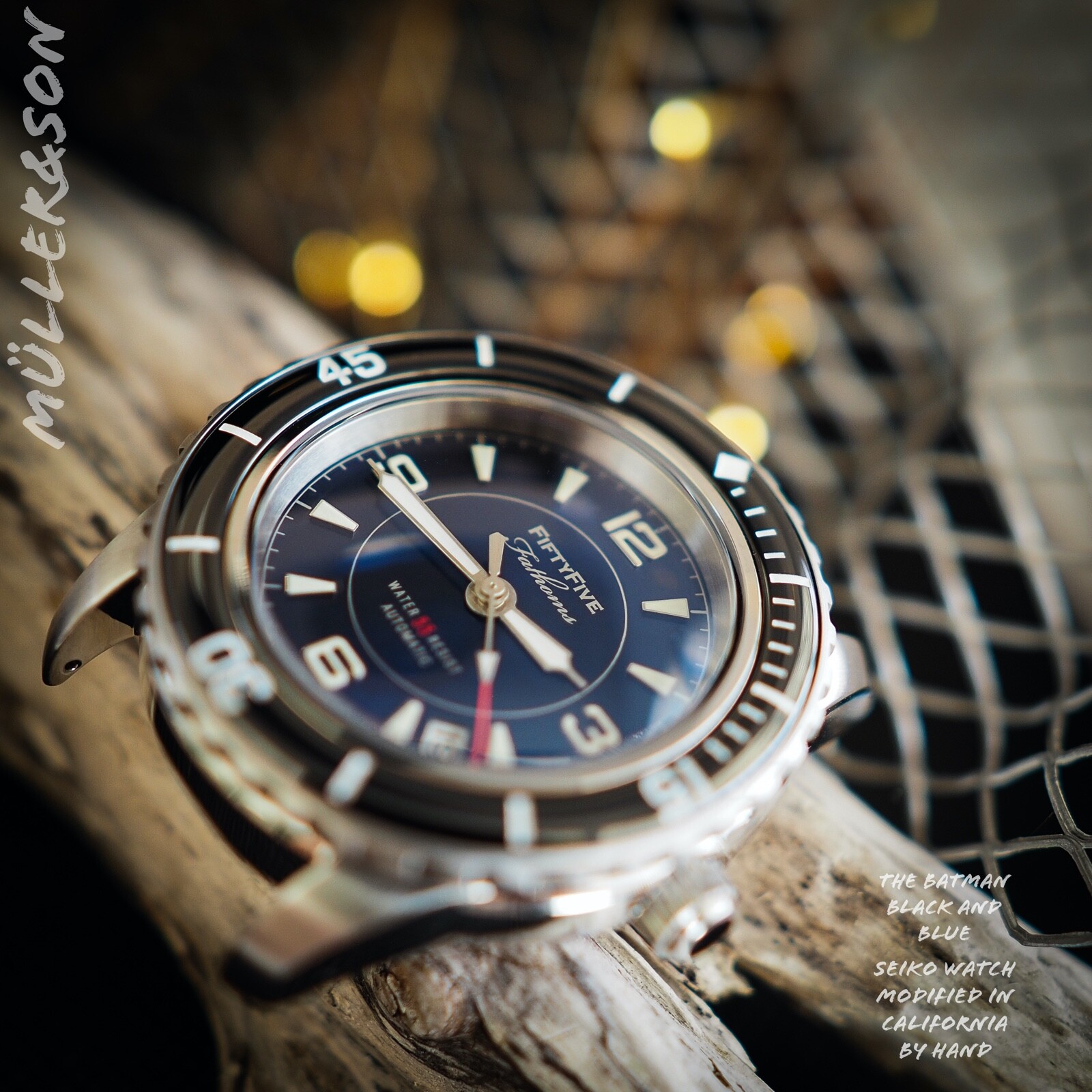 Pre-owned Müller&son Watch "batman Supermod" Made From Seiko Snzh Fifty Five Fathoms