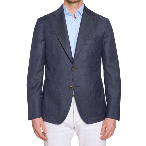 Pre-owned Sartoria Partenopea Blue Wool Jacket Blazer Eu 50 Us 40 Current Model