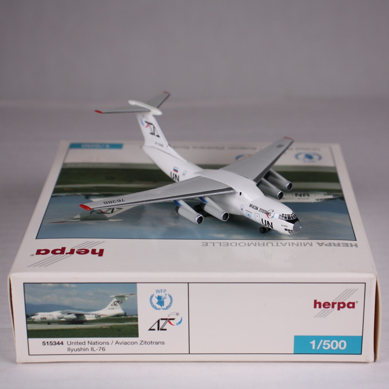 Herpa UN/Aviacon Zitotrans Ilyushin IL-76 1:500 Die-Cast