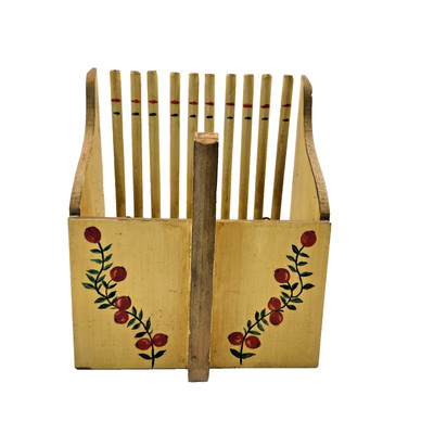 Handmade Wood Cranberry Rake Berry Picker Hand Painted Folk Primitive Farm VTG