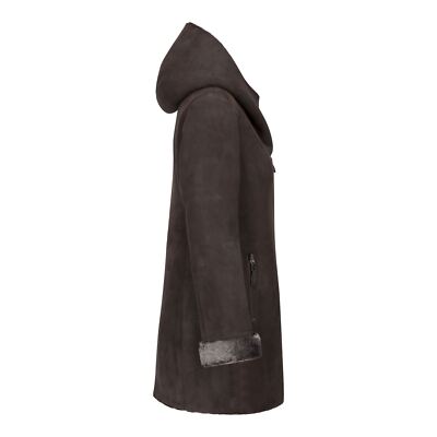 Pre-owned Truclothing Women's Sheepskin Brown Toscana Suede Hood Coat | Infinity