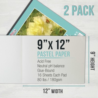 9" x 12" Premium Pastel Paper Pad, 80lbs Natural Tone Colors 16-Sheets (2 Pads)