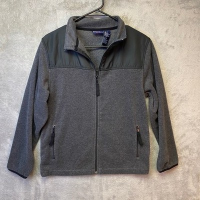 Bugle Boy Kids Grey Fleece Full Zip Jacket Black Nylon Trim Size 14