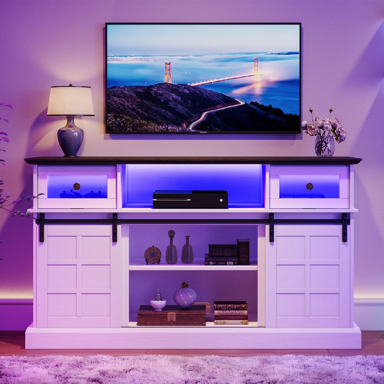 Wood Entertainment Center Media Console Table Cabinet For 65