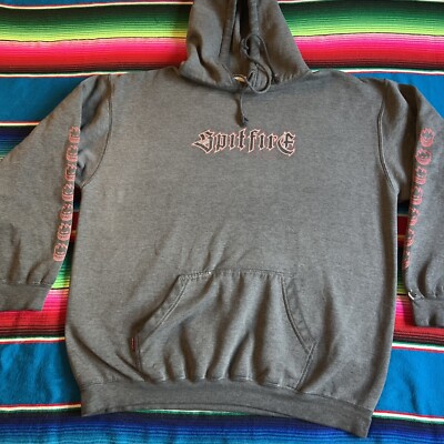 vintage spitfire hoodie size small black skate like a girl hooded sweatshirt y2k 134812701920